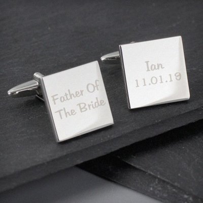 Personalised Wedding Role Square Cufflinks - 2 line (image for) Personalised Wedding Role Square Cufflinks - 2 line