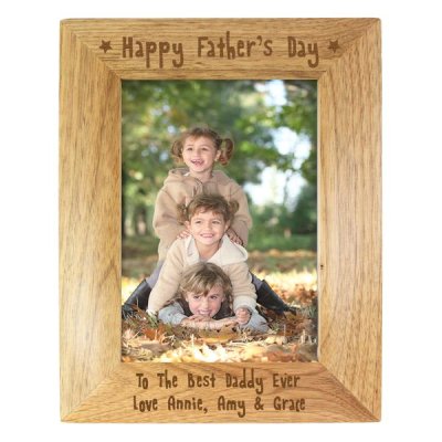 Personalised 5x7 Happy Fathers Day Wooden Photo Frame (image for) Personalised 5x7 Happy Fathers Day Wooden Photo Frame