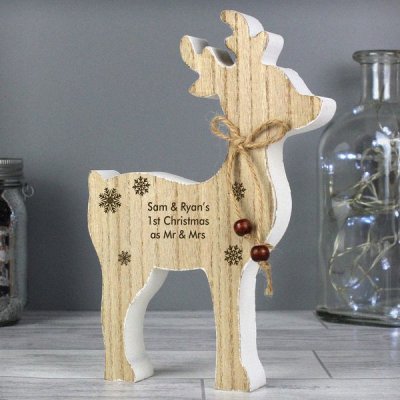 (image for) Personalised Rustic Wooden Reindeer Decoration