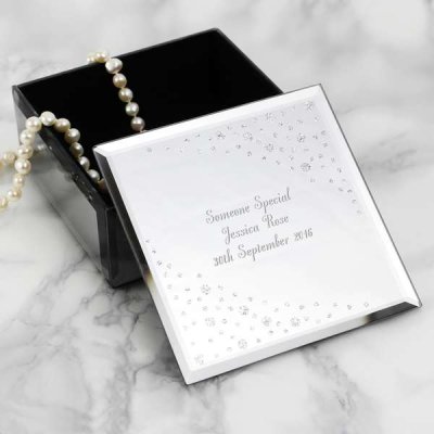 Personalised Any Message Diamante Glass Trinket Box (image for) Personalised Any Message Diamante Glass Trinket Box