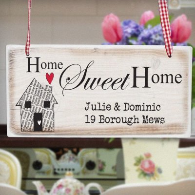 Personalised Home Sweet Home Wooden Sign (image for) Personalised Home Sweet Home Wooden Sign
