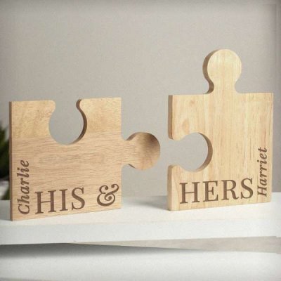 Personalised His & Hers Jigsaw Piece Set (image for) Personalised His & Hers Jigsaw Piece Set