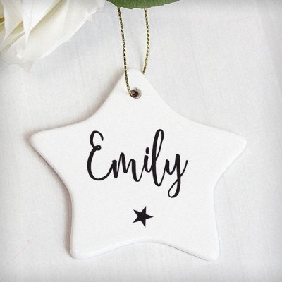 Personalised Name Ceramic Star Decoration (image for) Personalised Name Ceramic Star Decoration