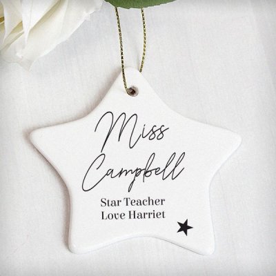 Personalised Free Text Ceramic Star Decoration (image for) Personalised Free Text Ceramic Star Decoration