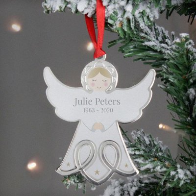Personalised Memorial Angel Metal Decoration (image for) Personalised Memorial Angel Metal Decoration