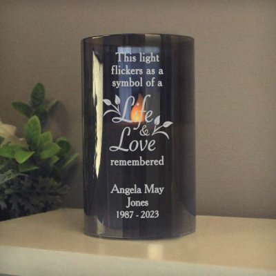 Personalised Life & Love Memorial Smoked LED Candle (image for) Personalised Life & Love Memorial Smoked LED Candle