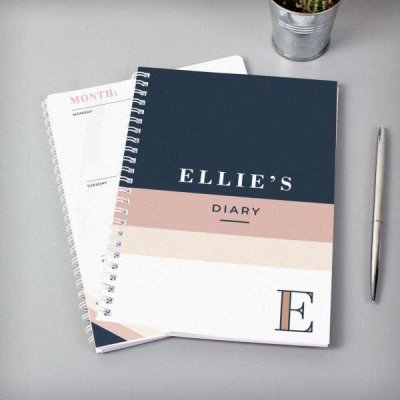 (image for) Personalised Free Text Navy & Blush A5 Diary