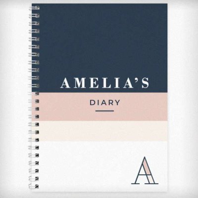 (image for) Personalised Free Text Navy & Blush A5 Diary