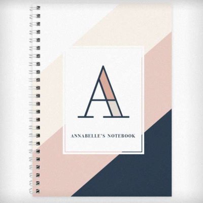 (image for) Personalised Free Text Navy & Blush A5 Notebook