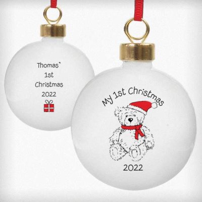 (image for) Personalised My 1st Xmas Teddy Bear Bauble