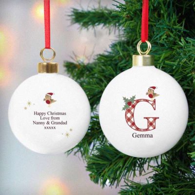 (image for) Personalised Initial Little Robin Bauble