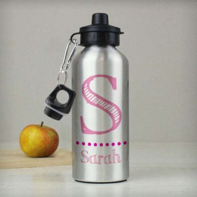 (image for) Personalised Pink Name Silver Drinks Bottle