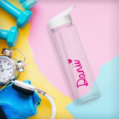 (image for) Personalised Pink Heart Name Only Water Bottle