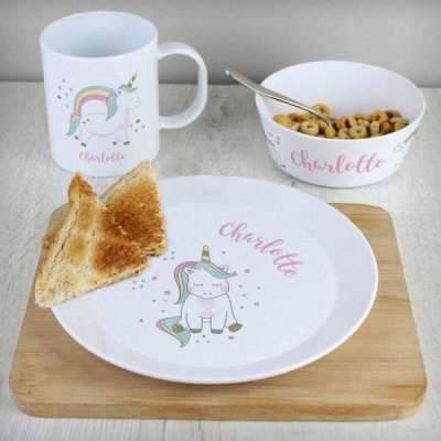 (image for) Personalised Unicorn Plastic Breakfast Set