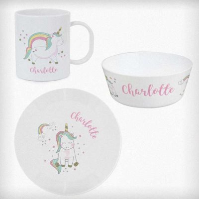 (image for) Personalised Unicorn Plastic Breakfast Set