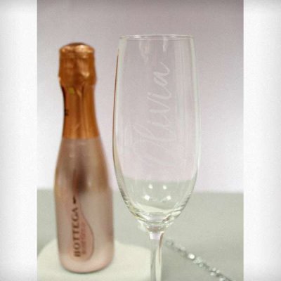 (image for) Personalised Name Only Flute & Mini Rose Bottega Prosecco Set