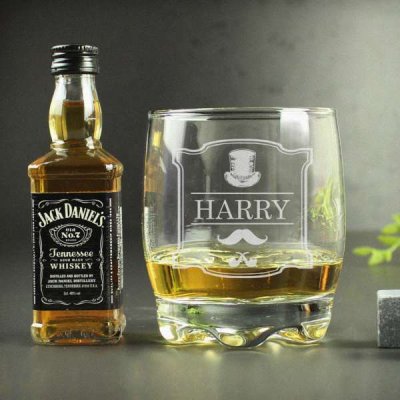 (image for) Personalised Gentlemans Tumbler and Whiskey Miniature Set