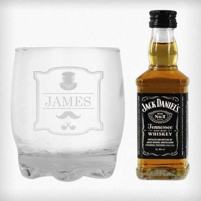 (image for) Personalised Gentlemans Tumbler and Whiskey Miniature Set