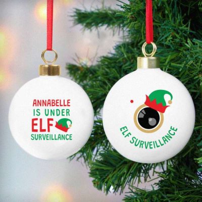 (image for) Personalised Elf Surveillance Bauble