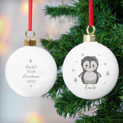 (image for) Personalised Pebbles the Penguin Bauble