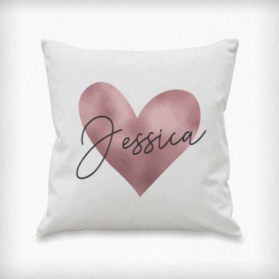 (image for) Personalised Name Only Rose Gold Heart Cushion