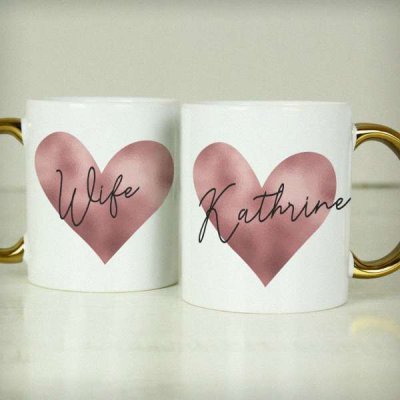 (image for) Personalised Heart Gold Handled Mug