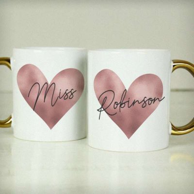 (image for) Personalised Heart Gold Handled Mug