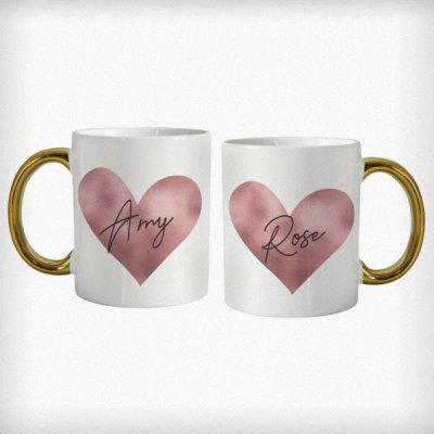 (image for) Personalised Heart Gold Handled Mug