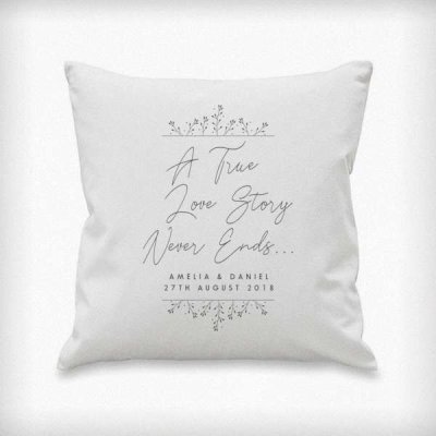 (image for) Personalised True Love Story White Cushion