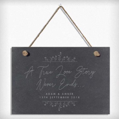 (image for) Personalised True Love Story Hanging Large Slate Sign