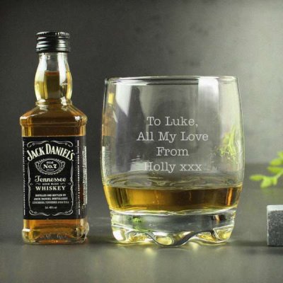 (image for) Personalised Free Text Tumbler and Whiskey Miniature Set