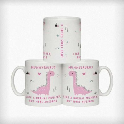 (image for) Personalised More Awesome Pink Dinosaur Mug