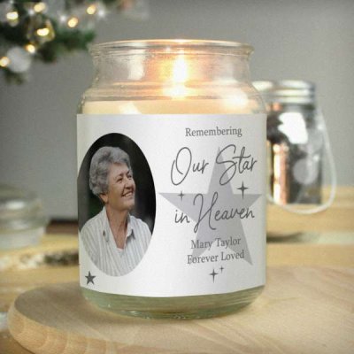 (image for) Personalised Star In Heaven Photo Upload Large Scented Jar Candle