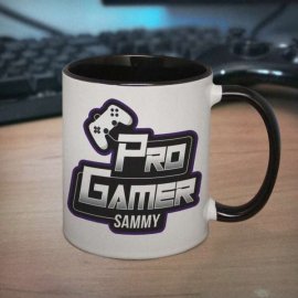 (image for) Personalised Pro Gamer Black Handled Mug