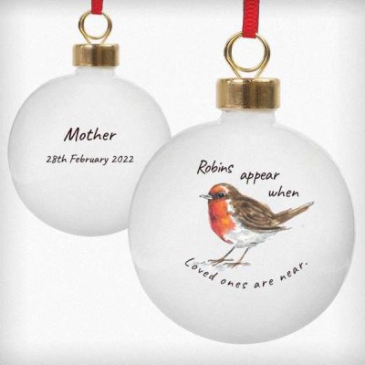 (image for) Personalised Robins Appear Bauble