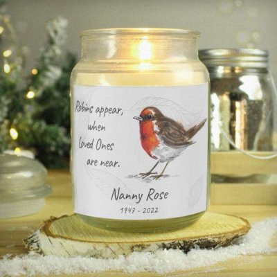 (image for) Personalised Robins Appear Large Scented Jar Candle