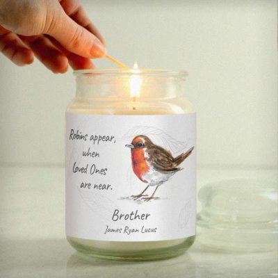 (image for) Personalised Robins Appear Large Scented Jar Candle