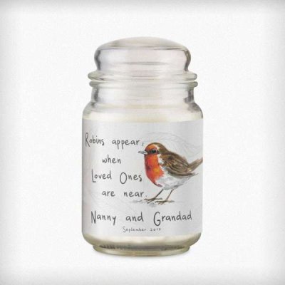 (image for) Personalised Robins Appear Large Scented Jar Candle