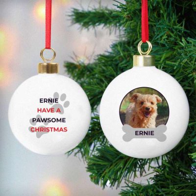 (image for) Personalised Pawsome Photo Upload Bauble