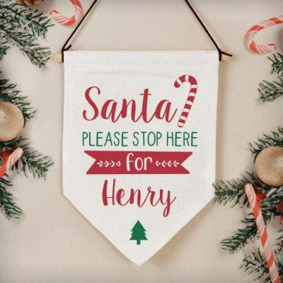 (image for) Personalised Santa Stop Here Hanging Banner