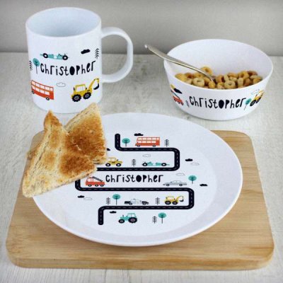 (image for) Personalised Little Car Plastic Breakfast Set