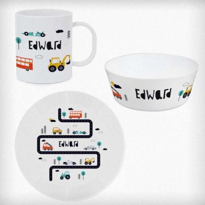 (image for) Personalised Little Car Plastic Breakfast Set