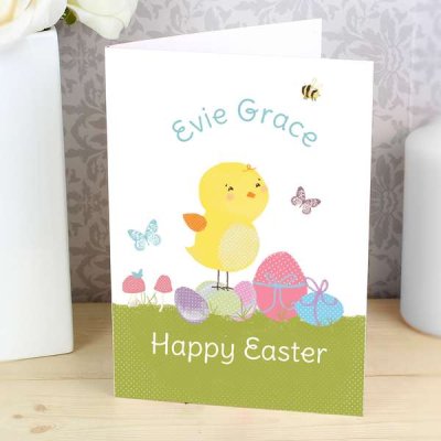 (image for) Personalised Easter Meadow Chick Card