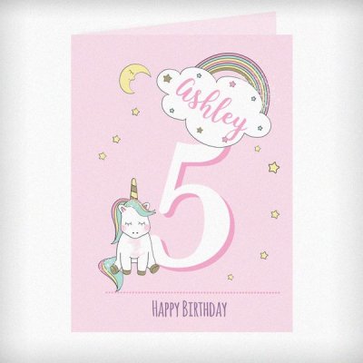 (image for) Personalised Baby Unicorn Birthday Age Card