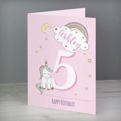 (image for) Personalised Baby Unicorn Birthday Age Card