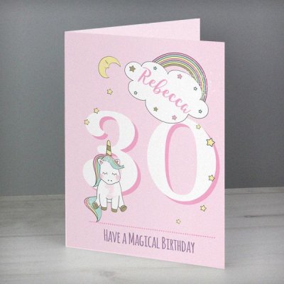 (image for) Personalised Baby Unicorn Birthday Age Card