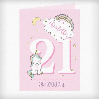 (image for) Personalised Baby Unicorn Birthday Age Card