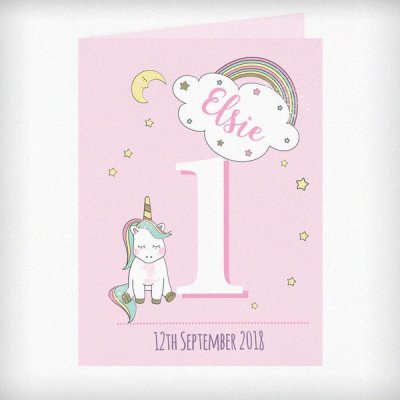 (image for) Personalised Baby Unicorn Birthday Age Card