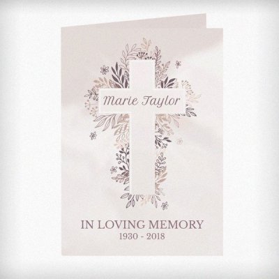 (image for) Personalised Floral In Loving Memory Cross Card