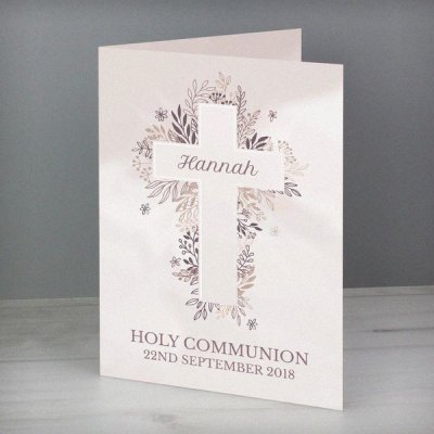 (image for) Personalised Floral In Loving Memory Cross Card